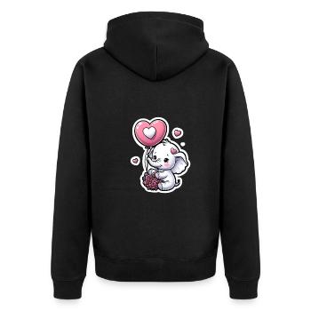Cute baby elephant with heart balloon elephant mom - Unisex Premium Organic Zip Hoodie - black - Back - Nico (187cm)