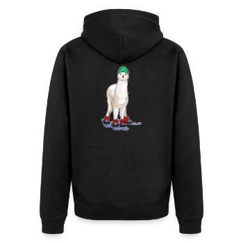 Alpaka Skifahrer Ski Wintersport - Unisex Premium Bio Zip Hoodie - Schwarz - Hinten - Nico (187cm)