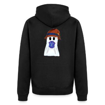 Astrologischer Widder Tierkreiszeichnertop - Unisex Premium Bio Zip Hoodie - Schwarz - Hinten - Nico (187cm)