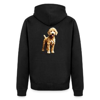 Goldendoodle Golden Doodle Hund Geometrisch - Unisex Premium Bio Zip Hoodie - Schwarz - Hinten - Nico (187cm)