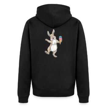 Hase Waffeleis - Unisex Premium Bio Zip Hoodie - Schwarz - Hinten - Nico (187cm)