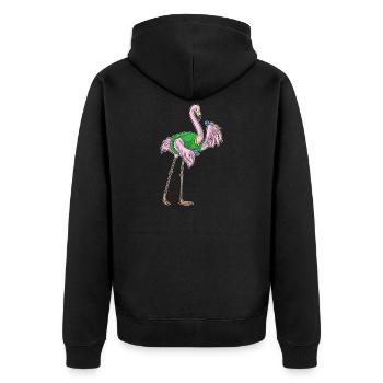 Flamingo Dart Dartpfeil - Unisex Premium Organic Zip Hoodie - black - Back - Nico (187cm)