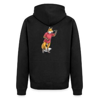 Fuchs Dart Dartpfeil - Unisex Premium Bio Zip Hoodie - Schwarz - Hinten - Nico (187cm)