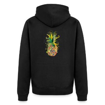Bunte Ananas – kreative Frucht im Graffiti-Stil - Unisex Premium Bio Zip Hoodie - Schwarz - Hinten - Nico (187cm)