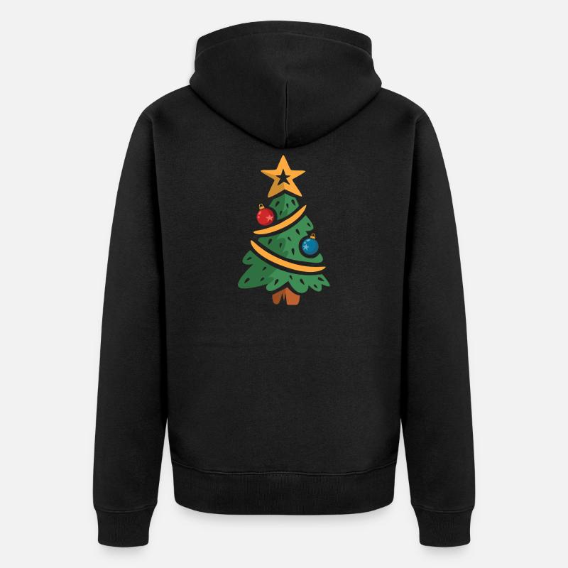 Arbre de Noël dessin animé illustration - Veste à capuche bio Premium Unisexe - noir