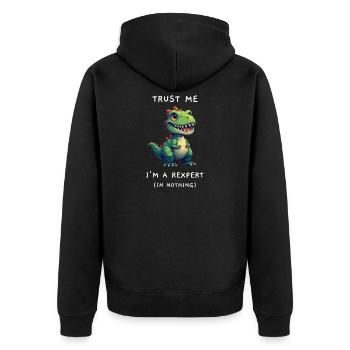 Drôle de T-Rex « Rexpert in Nothing » Dicton - Veste à capuche bio Premium Unisexe - noir - Dos - Nico (187cm)