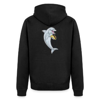 Dolphin Taco - Unisex Premium Organic Zip Hoodie - black - Back - Nico (187cm)