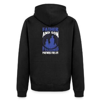 Father & Son Fishing Gift - Unisex Premium Organic Zip Hoodie - black - Back - Nico (187cm)