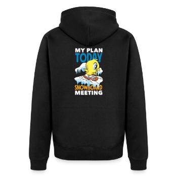 Snowboarden Snowboardtreffen Sessellift - Unisex Premium Bio Zip Hoodie - Schwarz - Hinten - Nico (187cm)