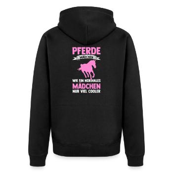 Reiten Pferdeliebhaber Reiterhof Pferde - Unisex Premium Bio Zip Hoodie - Schwarz - Hinten - Nico (187cm)