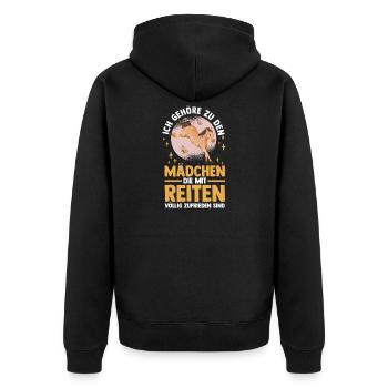 Reiten Pferdeliebhaber Reiterhof Pferde - Unisex Premium Bio Zip Hoodie - Schwarz - Hinten - Nico (187cm)