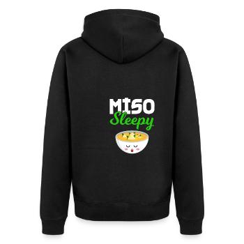 miso sleepy, japanese food, miso - Unisex Premium Organic Zip Hoodie - black - Back - Nico (187cm)