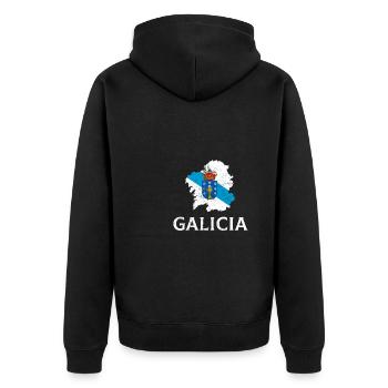 galicia map flag, galician - Unisex Premium Organic Zip Hoodie - black - Back - Nico (187cm)