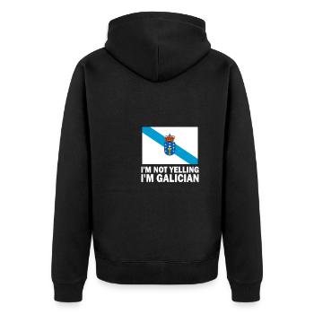 i'm not yelling i'm galician, galicia - Unisex Premium Organic Zip Hoodie - black - Back - Nico (187cm)