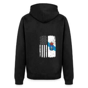 galicia american flag, galician - Unisex Premium Organic Zip Hoodie - black - Back - Nico (187cm)