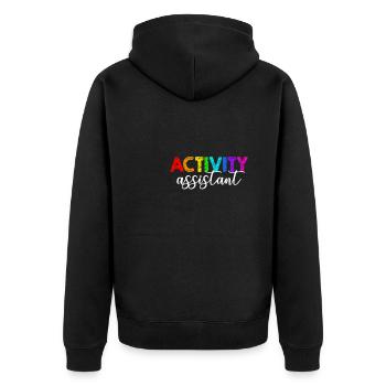 activity assistant appreciation , activity assista - Unisex Premium Organic Zip Hoodie - black - Back - Nico (187cm)