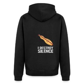 dulcimer i destroy silence, dulcimer - Unisex Premium Organic Zip Hoodie - black - Back - Nico (187cm)