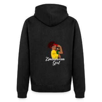 zimbabwe girl, zimbabwe - Unisex Premium Organic Zip Hoodie - black - Back - Nico (187cm)