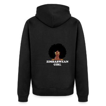 zimbabwe girl, zimbabwe - Unisex Premium Organic Zip Hoodie - black - Back - Nico (187cm)