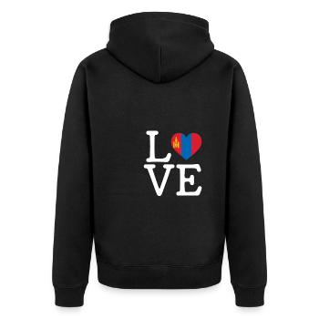 I love Mongolia, Mongolian flag mongolia - Unisex Premium Organic Zip Hoodie - black - Back - Nico (187cm)