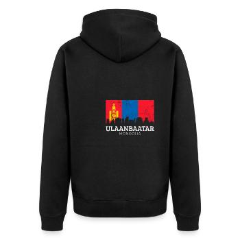 ulanbataar, Mongolian flag mongolia - Unisex Premium Organic Zip Hoodie - black - Back - Nico (187cm)