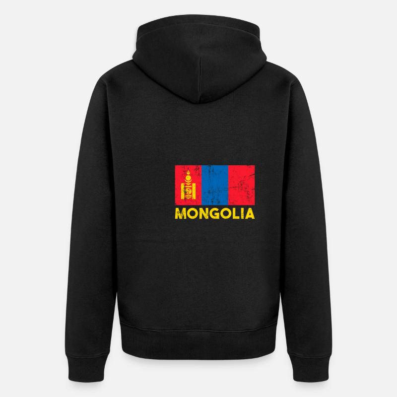 Mongolia, Mongolian flag mongolia - Unisex Premium Organic Zip Hoodie - black
