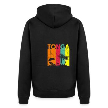 tonga, vintage polynesian tonga - Unisex Premium Organic Zip Hoodie - black - Back - Nico (187cm)