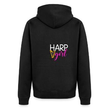 Harp girl, musical instrument Harpist - Unisex Premium Organic Zip Hoodie - black - Back - Nico (187cm)