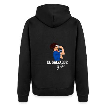 El Salvador girl, el salvador - Unisex Premium Organic Zip Hoodie - black - Back - Nico (187cm)