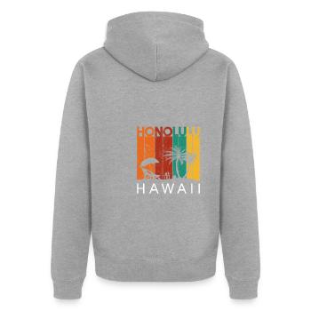 Honolulu hawaiian, hawaii - Unisex Premium Organic Zip Hoodie - heather grey - Back - Nico (187cm)