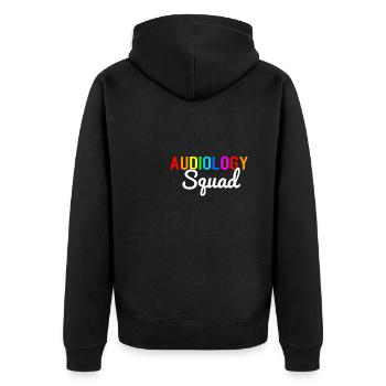 Audiology squad, audiologist - Unisex Premium Organic Zip Hoodie - black - Back - Nico (187cm)