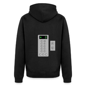 elevator, mechanic elevator - Unisex Premium Organic Zip Hoodie - black - Back - Nico (187cm)