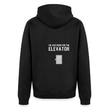 i'm just here for the elevator, mechanic elevator - Unisex Premium Organic Zip Hoodie - black - Back - Nico (187cm)