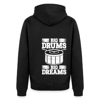 Tenor Schlagzeuger - Unisex Premium Bio Zip Hoodie - Schwarz - Hinten - Nico (187cm)