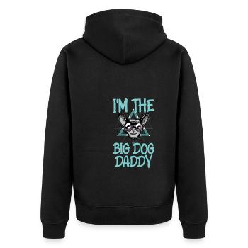 Papa chien fête des pères « Je suis le papa grand chien » - Veste à capuche bio Premium Unisexe - noir - Dos - Nico (187cm)