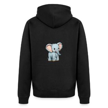 Total niedlicher Elefant - Unisex Premium Bio Zip Hoodie - Schwarz - Hinten - Nico (187cm)