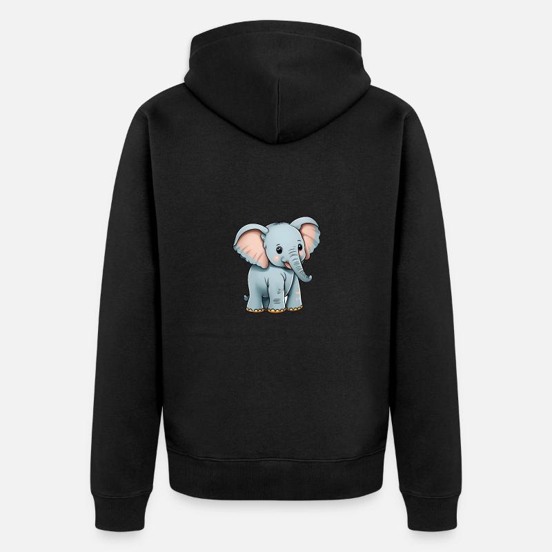 Éléphant totalement mignon - Veste à capuche bio Premium Unisexe - noir