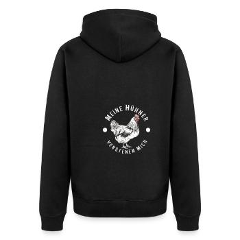 Meine Hühner Verstehen Mich Geflügel Bauernhof - Unisex Premium Bio Zip Hoodie - Schwarz - Hinten - Nico (187cm)
