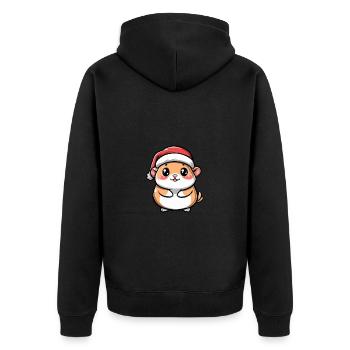 Hamster Christmas Cute - Unisex Premium Organic Zip Hoodie - black - Back - Nico (187cm)