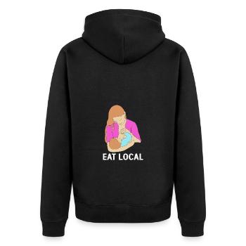 Crunchy Mama - Unisex Premium Bio Zip Hoodie - Schwarz - Hinten - Nico (187cm)