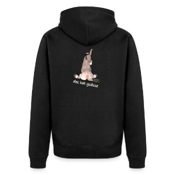 Spruch, Esel, schwäbisch - Unisex Premium Bio Zip Hoodie - Schwarz - Hinten - Nico (187cm)