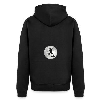 Vollmond - Fußballspielende Frau - - Unisex Premium Bio Zip Hoodie - Schwarz - Hinten - Nico (187cm)