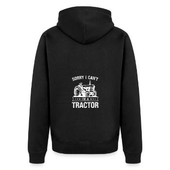 Tut mir leid, dass ich nicht kann, ich bin ein Tra - Unisex Premium Bio Zip Hoodie - Schwarz - Hinten - Nico (187cm)