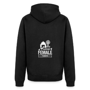 Supports female farmers - Unisex Premium Organic Zip Hoodie - black - Back - Nico (187cm)