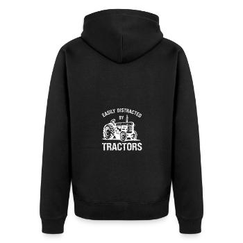 Facilement distrait par les tracteurs - Veste à capuche bio Premium Unisexe - noir - Dos - Nico (187cm)
