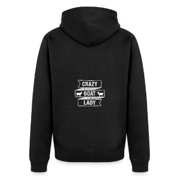 Crazy goat lady - Unisex Premium Organic Zip Hoodie - black - Back - Nico (187cm)
