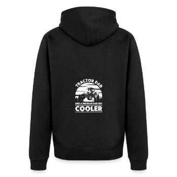 Tractor Dad Wie ein normaler Vater, nur cooler - - Unisex Premium Bio Zip Hoodie - Schwarz - Hinten - Nico (187cm)
