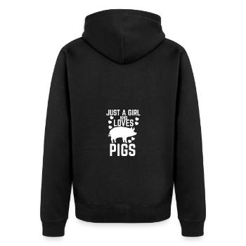 Just A Girl Who Loves Pigs 2 - - Unisex Premium Bio Zip Hoodie - Schwarz - Hinten - Nico (187cm)