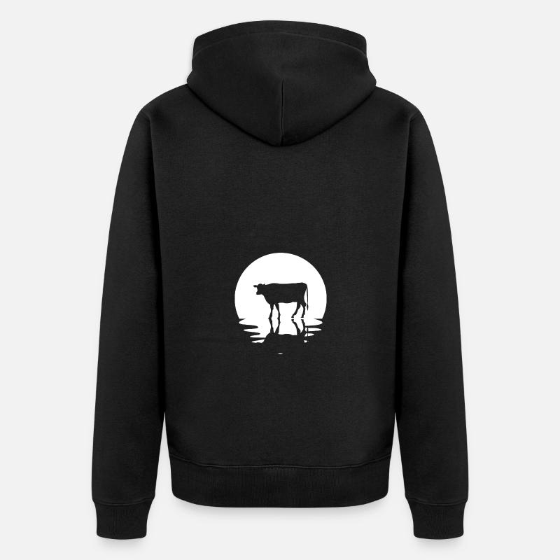 Cercle et réflexion - Vache - - Veste à capuche bio Premium Unisexe - noir