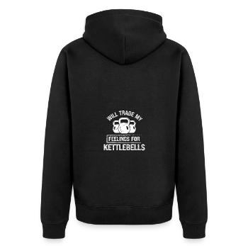 J’échange mes sentiments pour des kettlebells - - Veste à capuche bio Premium Unisexe - noir - Dos - Nico (187cm)